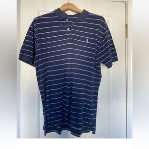 Navy blue and light blue striped polo, Ralph Lauren golf shirt, men’s large